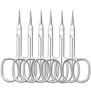 Imagem de Tesoura de cutícula com lâmina fina de aço inoxidável, cortador de unhas, aparador, ferramentas de manicure, 6 peças, BH01