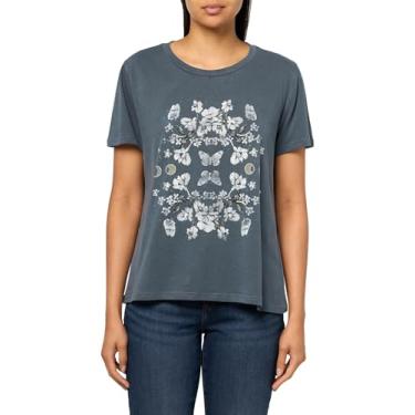 Imagem de Lucky Brand Blusa feminina clássica floral espelhada, Dress Blues, G