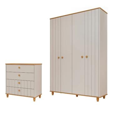 Imagem de Quarto Bebe Guarda Roupa e Cômoda MDF Dorabelly Cake