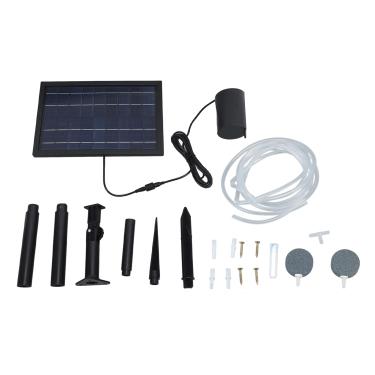 Imagem de Kit de bomba de ar movido a energia solar, 8W 10V 2400Mah Abs e bomba de oxigênio solar de polissilício Oxigenador solar com 2 pedras de bolha para tanque de peixes de jardim e