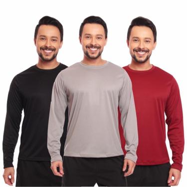 Imagem de Kit 3 Camisas Segunda Pele Proteção Solar Uv Térmica Corrida Bike-Masculino