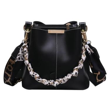 Imagem de Ventilate Bucket Bags for Women Casual Cross Body Bags com material PU macio de grande capacidade bolsa de ombro para uso diário, Preto, Free