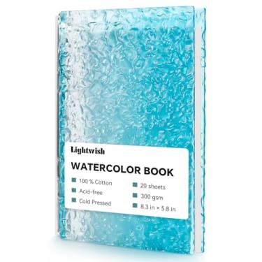 Imagem de Caderno de desenho em aquarela, 14 x 20 cm, 20 folhas 63,5 kg/300 gsm, 100% algodão sem ácido para pintura artística - com capa azul gradiente de acrílico translúcido