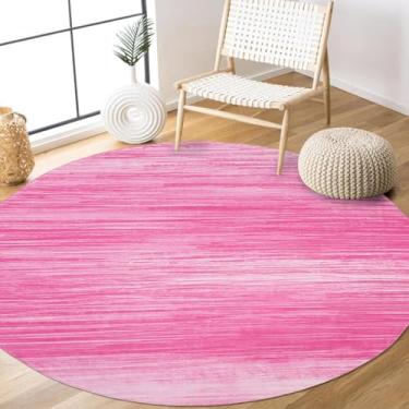 Imagem de USTIDE Tapete infantil moderno redondo 1,5 m lavável arco-íris tapete rosa círculo confortável tapete quarto / sala de estar / cabeceira / decoração de quarto de meninas