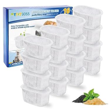 Imagem de MyfatBOSS 16 Pack Cat Water Fountain Filter for W300&W300B&W500 True Filtering Cat Water Fountain, Filters for 67oz/2L Automatic Pet Water FountainL8