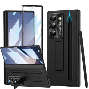 Imagem de YQODSZ Capa para Samsung Galaxy Z Fold 6 com suporte para caneta S e caneta Stylus, Z Fold6 capa de celular de corpo inteiro com protetor de tela de suporte, protetor de câmera, antiarranhões, capa