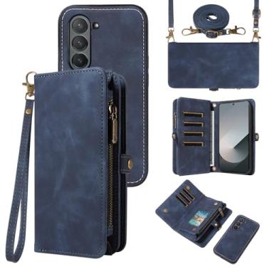 Imagem de Asuwish Capa de celular para Samsung Galaxy Z Fold 6 5G 2024 com zíper carteira destacável com protetor de tela de vidro temperado alça transversal alça flip suporte para cartão ZFold6 Z6 G Fold6 6Z