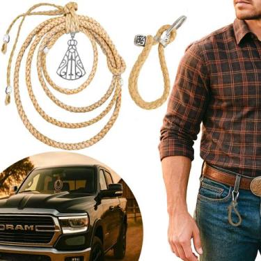 Imagem de Chaveiro Country Capiau + Penduricalho Retrovisor Laço Couro Bege Noss