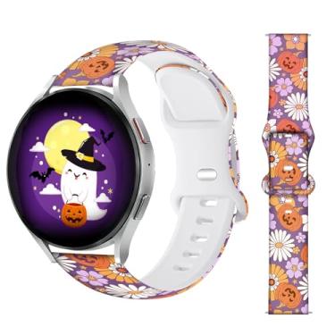 Imagem de Pulseiras femininas de Natal e Halloween compatíveis com Samsung Galaxy Watch 7 6 5 4 Active 2 FE de 40 mm e 44 mm/Watch 6/4 Classic/5 Pro/3, pulseira de substituição para férias de 20 mm