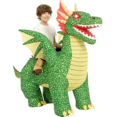 Imagem de One Casa Inflatable Costumes for Kids,Blow Up LED Light Eyes Dragon Suit,Ride On Halloween Costumes for Boys Girls (4-6YRS)