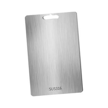 Imagem de Baoblaze Tábua de corte de aço inoxidável, dupla face, prática, elegante e versátil, com alça para camping e vegetais em casa, 29cmx20cm