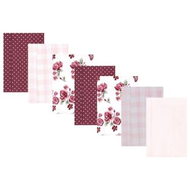 Imagem de Luvable Friends Hudson Baby Conjunto de 7 panos de flanela para arrotos, Jardim de rosas, 14x20 inches
