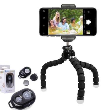 Imagem de Kit Youtuber Mini Tripé Celular Universal Controle Bluetooth