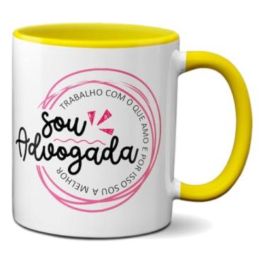 Imagem de Caneca Para A Melhor Advogada Ama o que Faz Profissão Direito (Amarela)