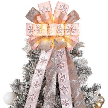 Imagem de Topper de árvore de Natal Zeyune 30 x 113 cm com luzes LED rosa