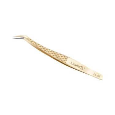 Imagem de Pinça Para Extensão De Cílios Em Aço Inoxidável Dourado, Antiderrapant