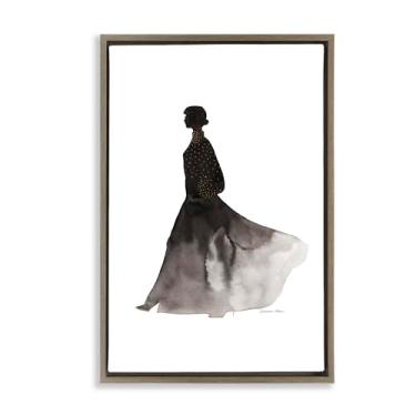 Imagem de Stupell Industries Tela flutuante emoldurada dourada com silhueta dourada design de arte de parede por Simone Elum, 63 x 43 cm