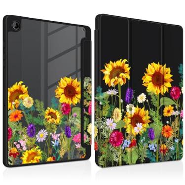 Imagem de MEEgoodo Capa para Samsung Galaxy Tab A9 Plus 27.9 cm 2023 com suporte para caneta S, capa para tablet com revestimento traseiro de acrílico transparente + suporte de três dobras + despertar/hibernar