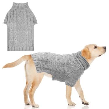 Imagem de KOOLTAIL Suéter de malha térmica para cães pequenos, médios e grandes, casaco de inverno para cachorrinho de tricô com gola rolê, roupas quentes, roupas de moletom para clima frio, pulôver para