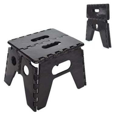 Imagem de Banquinho Dobrável Infantil Portátil em Plástico Reforçado – Compacto, Antiderrapante, Resistente até 100kg, Ideal para Cozinha, Banheiro e Atividades Domésticas