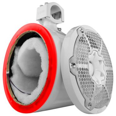 Imagem de DS18 NXL-X10TP/WH.NS Torre marinha de 25,4 cm com luzes LED RGB integradas, sem alto-falantes, torre de wakeboard, gabinete vazio, ótimo para áudio de barco, carro/caminhão, ATV, UTV - individual