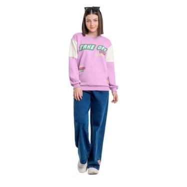 Imagem de Blusão Oversize em Moletom para Menina Juvenil Gloss, Roxo, 12