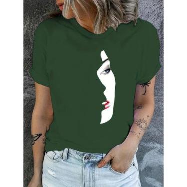 Imagem de Camiseta Feminina T-shirt Rosto Feminino Face 100% Algodão Premium - A