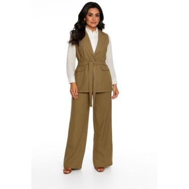 Imagem de Conjunto Calça Pantalona social e Blazer colete feminino hzCON0049, GG