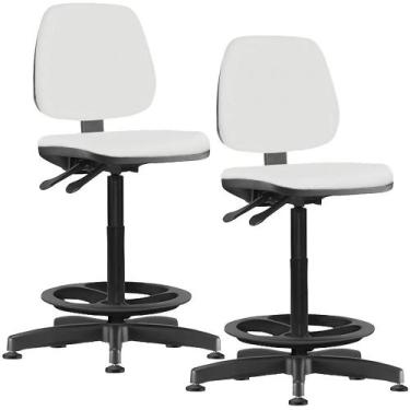 Imagem de Kit 02 Cadeiras Caixa Alta Giratória Job Corano Branco - Lyam Decor