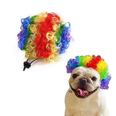 Imagem de HDKUW Perucas de cachorro encaracolado, cosplay para cães, perucas para animais de estimação, para Halloween, Natal, festas, festivais, brinquedos engraçados para cabeça para gatos, pequenos, médios