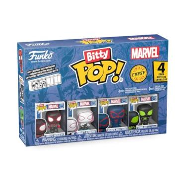 Imagem de Funko Pop! Bitty: Spider-Man - Miles Morales, Ghost Spider, Spider-Man 2099, and Mystery Chase Figure - 0.9 Inch (2.2 Cm) - Marvel Comics Collectable - Stackable Display Shelf Included - Gift Idea