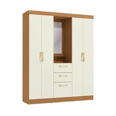 Imagem de Guarda-Roupa 5 Portas 4 Gavetas Kappesberg Capelinha - R591 - Canela/Offwhite