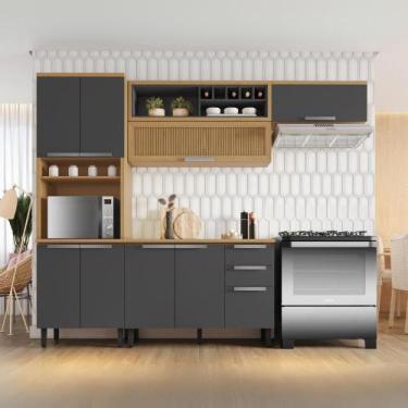 Imagem de Armário de Cozinha Completa 4 peças 270cm New Porto Grafite Madeira It