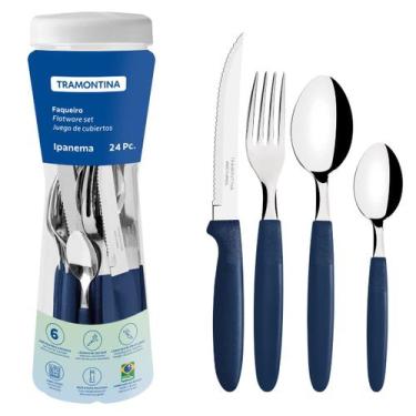 Imagem de Faqueiro Tramontina Ipanema Lâminas Aço Inox Cabos Polipropileno + Pot