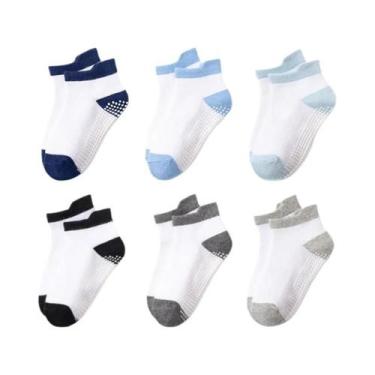 Imagem de Meias Antiderrapantes Para Crianças 6 Pares 0-5 Anos Meninos Meninas B