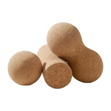 Imagem de menolana 3 peças de rolo de massagem de cortiça, bola de massagem para homens e mulheres, cilindro de rolo de amendoim para treino de academia, pilates, nós