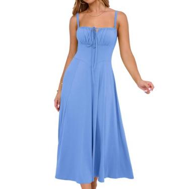 Imagem de Vestido azul YATHON para mulheres 2025, convidada de casamento, alças 