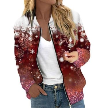 Imagem de Jaqueta JWNYJFB Christmas Snowman Print feminina, inverno 2024