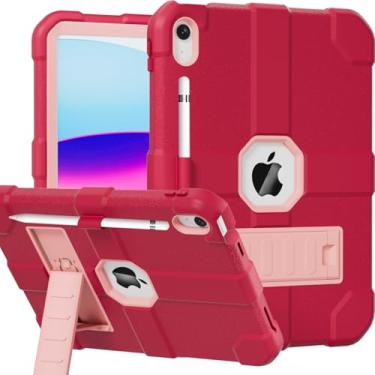 Imagem de Stweap Capa para iPad (A16) 11ª geração 11 polegadas 2025 / iPad 10ª geração 10,9 polegadas 2022, capa protetora resistente resistente [suporte de lápis embutido] para iPad 11/10 Gen (rosered/rosa)