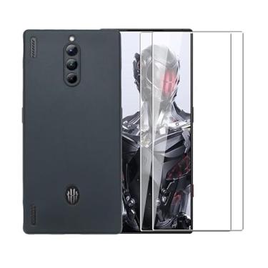 Imagem de WDMYLFTW Capa para ZTE Nubia Red Magic 8 Pro+ + [2 unidades] Película protetora de tela de vidro temperado - Capa protetora de TPU (preta)