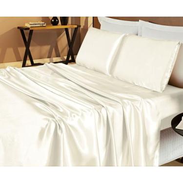 Imagem de Lençol Casal Queen Size Jogo 4 Peças C/ Elástico Cetim - Bella Layette