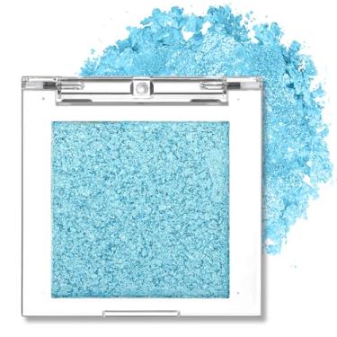 Imagem de Erinde Paleta de sombras Glitter Shimmer Sparkle, maquiagem de sombra de olhos com glitter azul, maquiagem monocromática única de longa duração, fórmula suave, vegana e livre de crueldade, C07 Blue