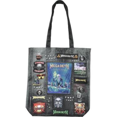 Imagem de Rocksax Megadeth Battle Canvas Tote Bag – Rust in Peace Graphic Tote Bags for Men & Women – Rock Band Bolsa de tecido reutilizável colecionável com alças – 40 x 40 cm