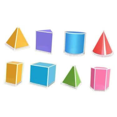 Imagem de menolana 8x Formas geométricas dobráveis, sólidos geométricos 3D, geometria, auxiliar de matemática, material escolar para crianças em idade pré-escolar