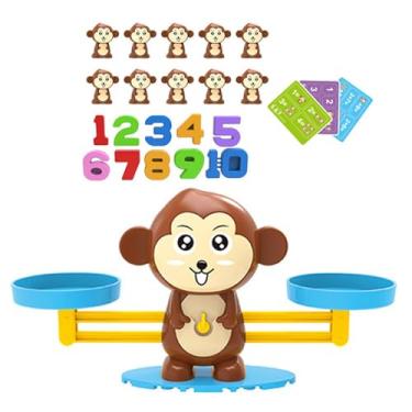 Imagem de Esquirla Jogo de matemática com balança de macaco, brinquedo infantil divertido, equilíbrio aritmético, brinquedo de matemática para aprendizagem precoce para
