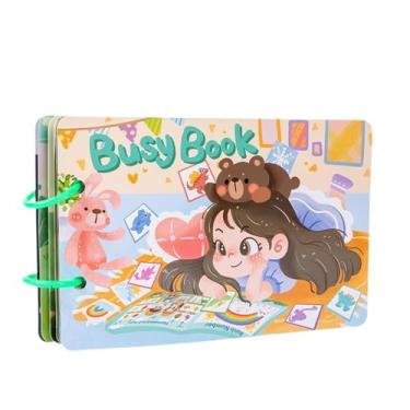 Imagem de YIJU Brinquedo interativo de aprendizagem com livro de atividades, brinquedo de viagem sensorial que desenvolve a iluminação para crianças de 2 a 4 anos e, 12 Páginas