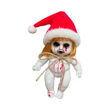 Imagem de Dynwave Adereços assustadores Boneca assustadora de Halloween pendurada com corda Decoração de terror Brinquedo Boneca assombrada Bonecas assustadoras para, Menina Santa Grande
