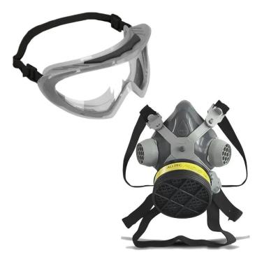 Imagem de 2X Mascara Respiratória Pintura Para Gases Ácidos + Óculos