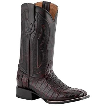 Imagem de Ferrini Bota masculina de caubói bordada com cauda de caimão bico quadrado, Cereja preta, 41 BR