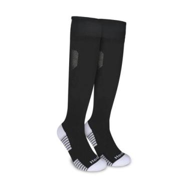 Imagem de Meião de Futebol Hoahi Cano Longo Sport Original Preto, Branco e Azul,